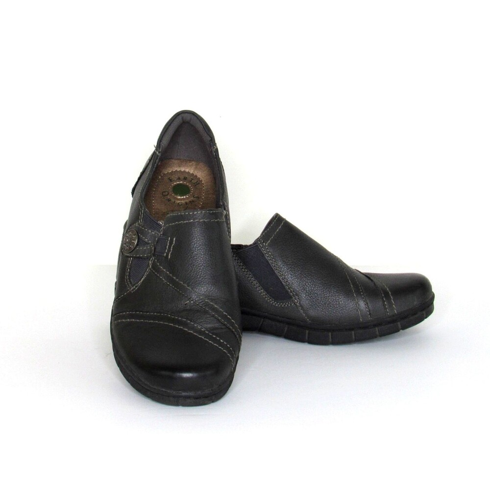 Earth Origins Women's Norah Black Leather Comfortable Slip On Shoes Size 8M